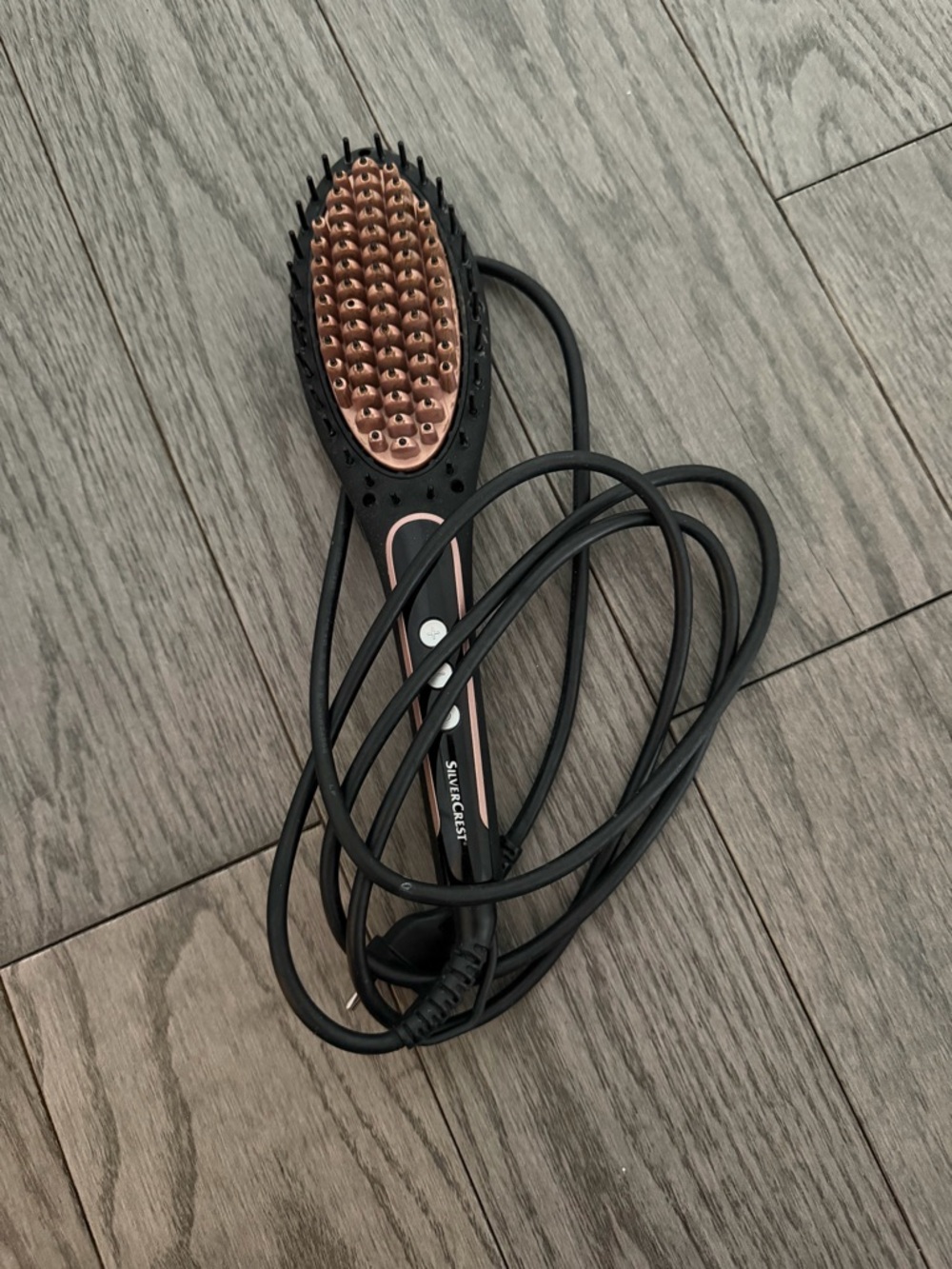Silvercrest Ceramic Heated Hair Straightening Brush - Black & Rose Gold